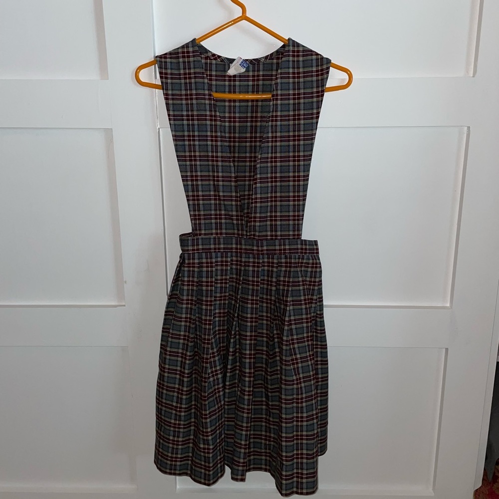 Royal Park School Uniforms Burgundy Yellow Gray Plaid Girls Jumper Dress Size 12